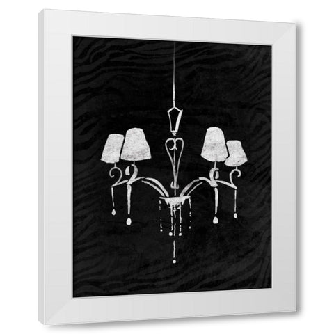 Black Chandelier 2 White Modern Wood Framed Art Print by OnRei