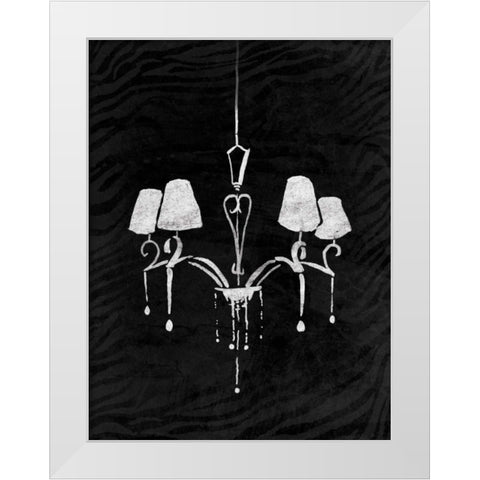 Black Chandelier 2 White Modern Wood Framed Art Print by OnRei