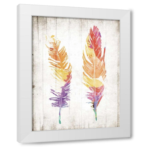 Wooden Feathers White Modern Wood Framed Art Print by OnRei