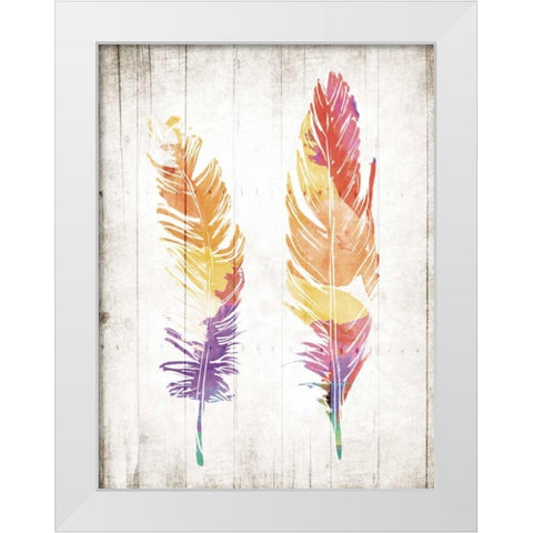 Wooden Feathers White Modern Wood Framed Art Print by OnRei