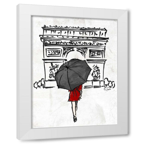 Inked Walk Away Red White Modern Wood Framed Art Print by OnRei