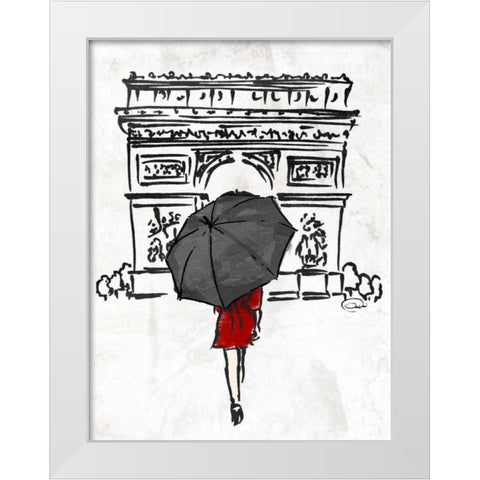 Inked Walk Away Red White Modern Wood Framed Art Print by OnRei