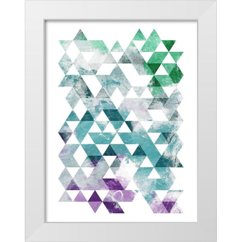 Green Purple Grey Triangles White Modern Wood Framed Art Print by OnRei