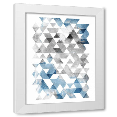 Blue Silver Triangles Mates White Modern Wood Framed Art Print by OnRei