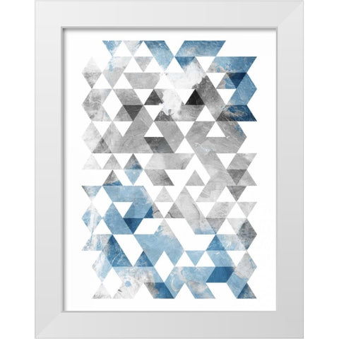 Blue Silver Triangles Mates White Modern Wood Framed Art Print by OnRei