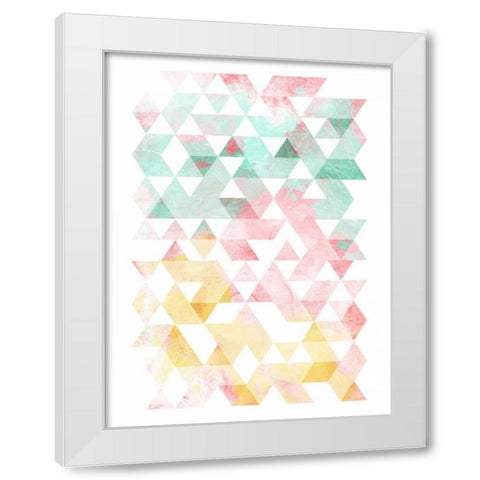 Pastel Triangles Mate White Modern Wood Framed Art Print by OnRei