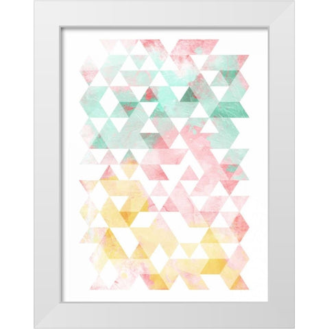 Pastel Triangles Mate White Modern Wood Framed Art Print by OnRei