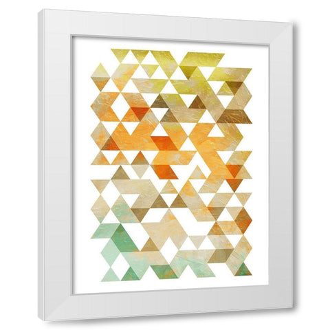 Soft Earth Triangles White Modern Wood Framed Art Print by OnRei