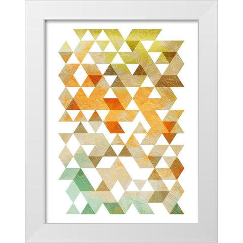 Soft Earth Triangles White Modern Wood Framed Art Print by OnRei