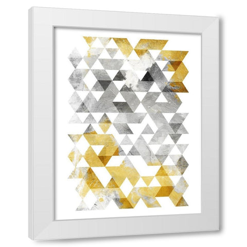 Golden Grey Triangles Mate White Modern Wood Framed Art Print by OnRei