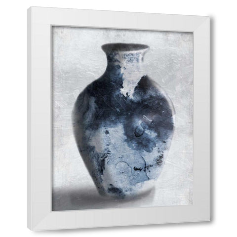 Blue Smoke White Modern Wood Framed Art Print by OnRei