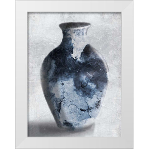 Blue Smoke White Modern Wood Framed Art Print by OnRei