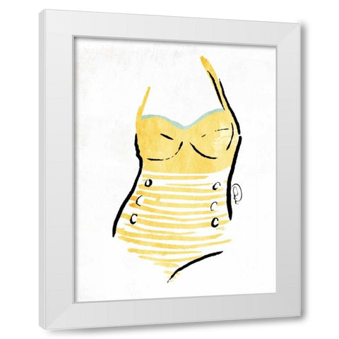 Vintage Swimsuit Pastel 1 White Modern Wood Framed Art Print by OnRei