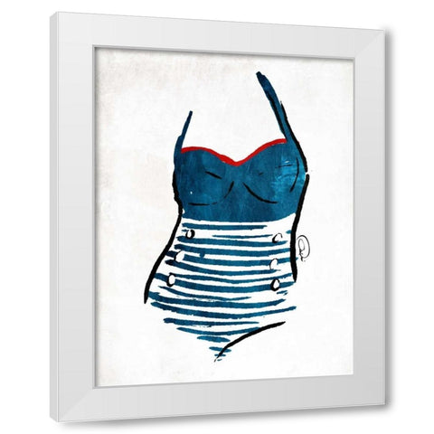 Vintage Swimsuit One White Modern Wood Framed Art Print by OnRei