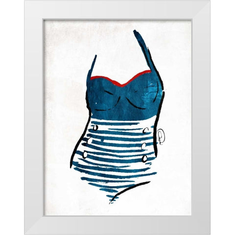 Vintage Swimsuit One White Modern Wood Framed Art Print by OnRei