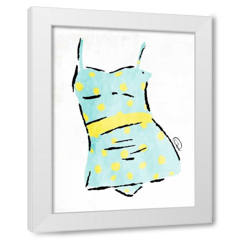 Vintage Swimsuit Pastel 2 White Modern Wood Framed Art Print by OnRei