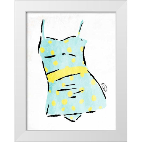 Vintage Swimsuit Pastel 2 White Modern Wood Framed Art Print by OnRei