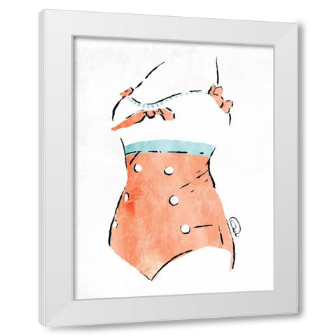 Vintage Swimsuit Pastel 3 White Modern Wood Framed Art Print by OnRei