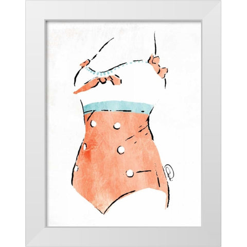 Vintage Swimsuit Pastel 3 White Modern Wood Framed Art Print by OnRei