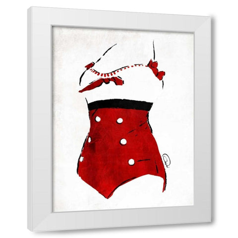 Vintage Swimsuit 3 White Modern Wood Framed Art Print by OnRei