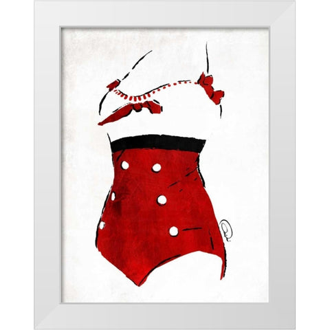 Vintage Swimsuit 3 White Modern Wood Framed Art Print by OnRei