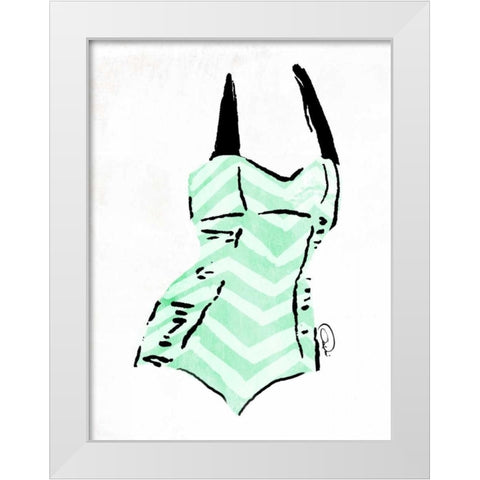 Vintage Swimsuit Pastel 4 White Modern Wood Framed Art Print by OnRei