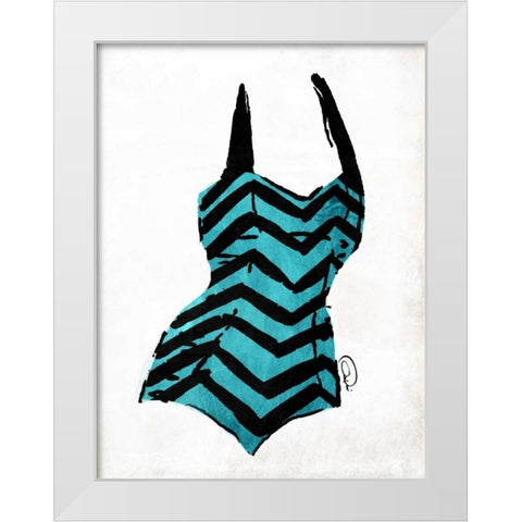 Vintage Swimsuit 4 White Modern Wood Framed Art Print by OnRei