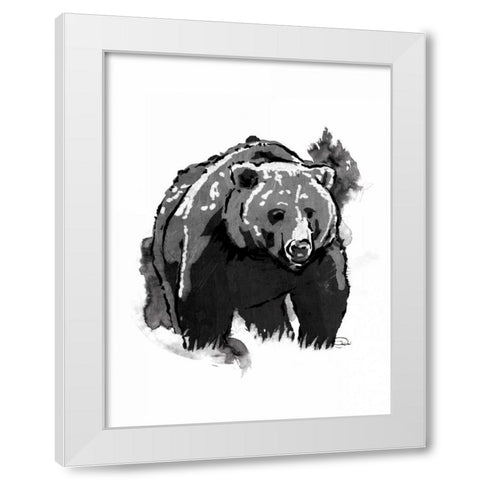 Black Bear White Modern Wood Framed Art Print by OnRei