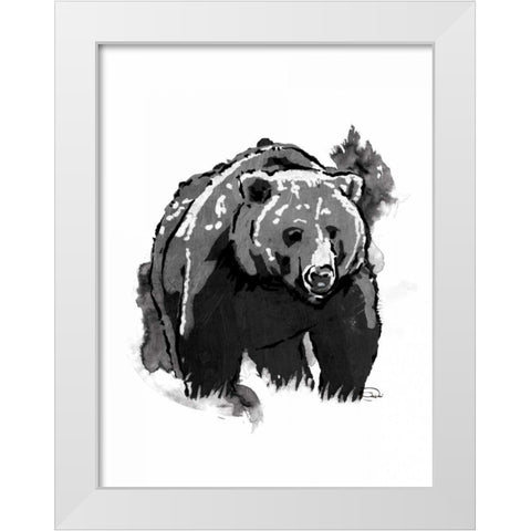 Black Bear White Modern Wood Framed Art Print by OnRei