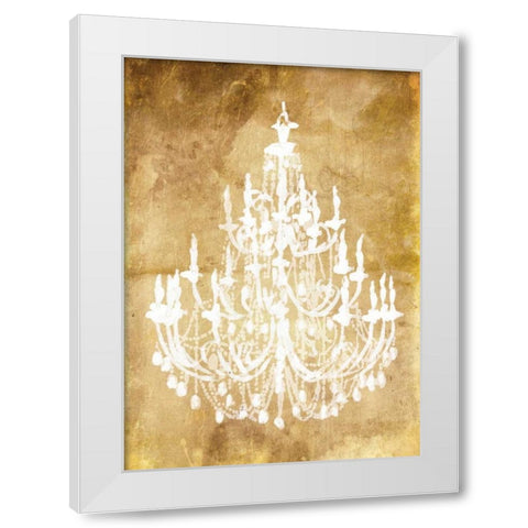 Gold Chandelier White Modern Wood Framed Art Print by OnRei