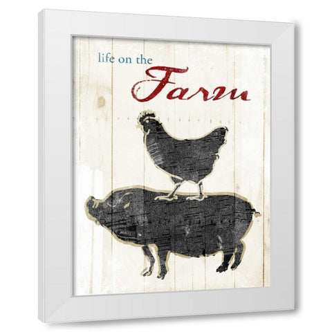 Life On The Farm White Modern Wood Framed Art Print by OnRei