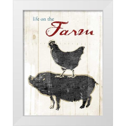 Life On The Farm White Modern Wood Framed Art Print by OnRei