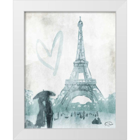 Eiffel Love White Modern Wood Framed Art Print by OnRei