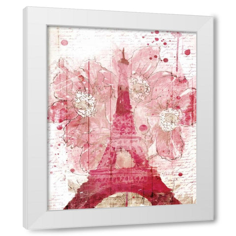 Paris Bloom White Modern Wood Framed Art Print by OnRei