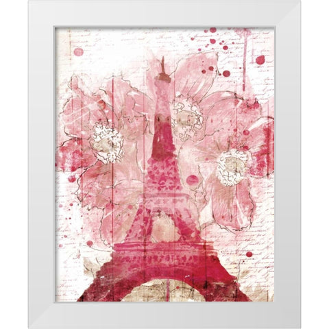 Paris Bloom White Modern Wood Framed Art Print by OnRei