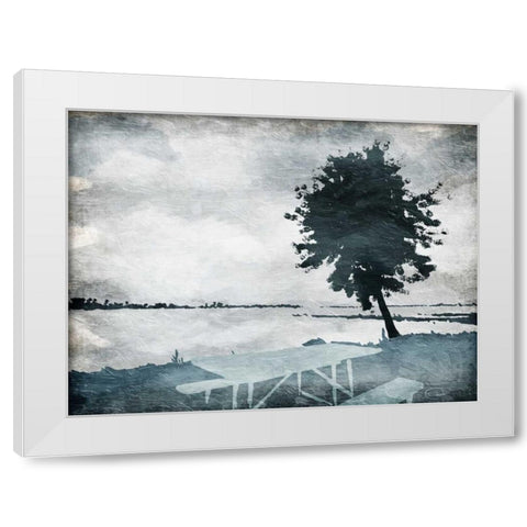 Enjoy The Picnic White Modern Wood Framed Art Print by OnRei