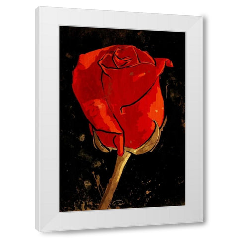 Golden Rose White Modern Wood Framed Art Print by OnRei