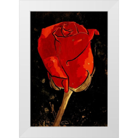 Golden Rose White Modern Wood Framed Art Print by OnRei