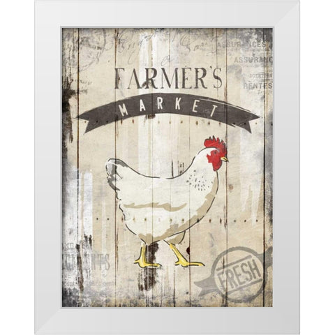 Farmers Market White Modern Wood Framed Art Print by OnRei