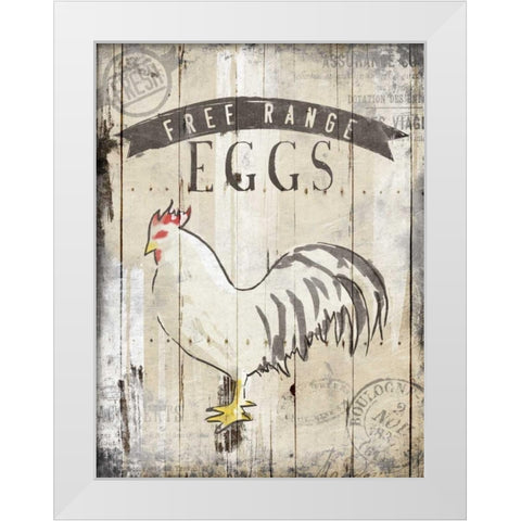 Free Range Eggs White Modern Wood Framed Art Print by OnRei