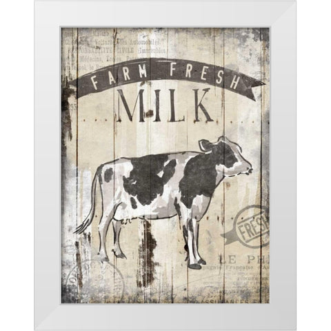 Farm Fresh Milk White Modern Wood Framed Art Print by OnRei