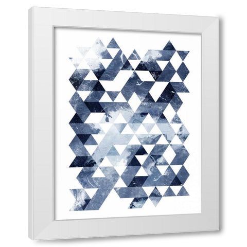 Blue Triangles White Modern Wood Framed Art Print by OnRei