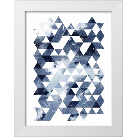 Blue Triangles White Modern Wood Framed Art Print by OnRei