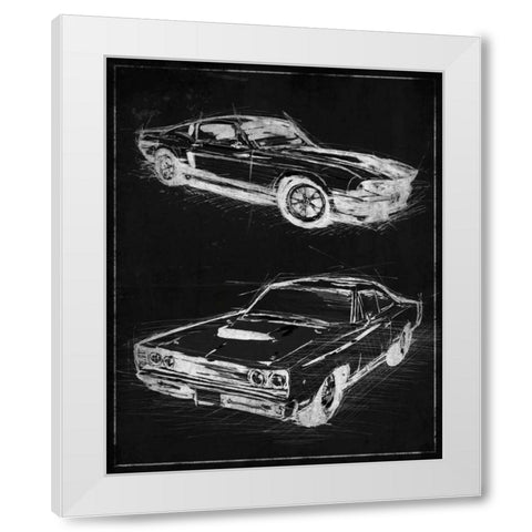 Car Black Print White Modern Wood Framed Art Print by OnRei