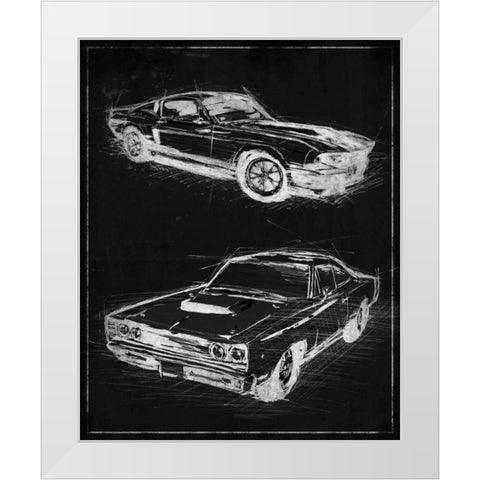 Car Black Print White Modern Wood Framed Art Print by OnRei