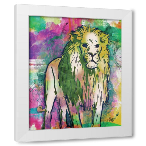 Lion Dark Bright Henna White Modern Wood Framed Art Print by OnRei