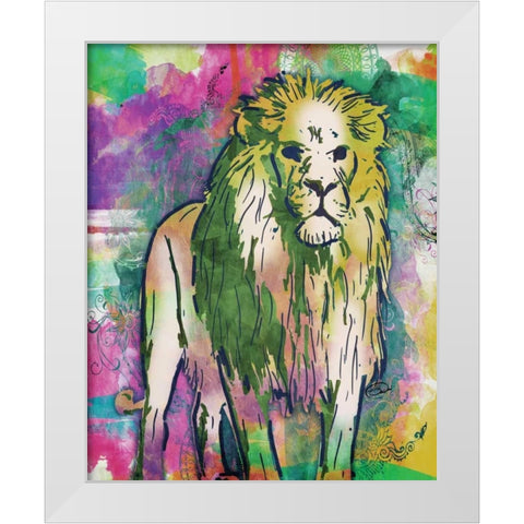 Lion Dark Bright Henna White Modern Wood Framed Art Print by OnRei