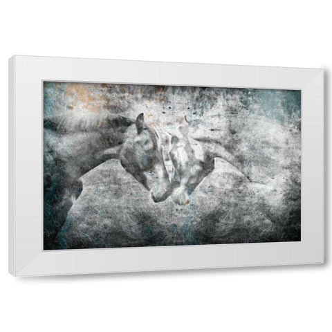 Love Horses White Modern Wood Framed Art Print by OnRei