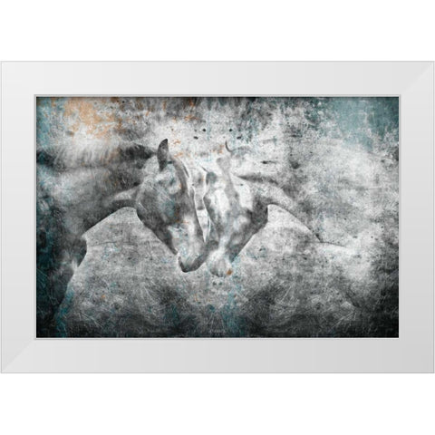 Love Horses White Modern Wood Framed Art Print by OnRei