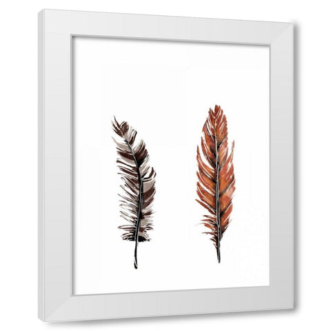 Traditional Sketched Feathers White Modern Wood Framed Art Print by OnRei